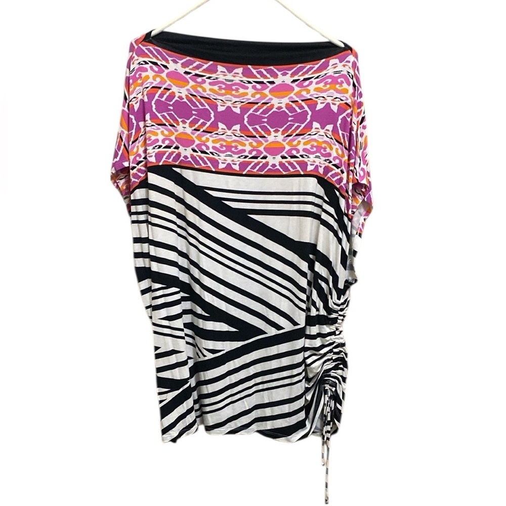 Ruby Rd.Vibrant Pink and Black Striped shirt